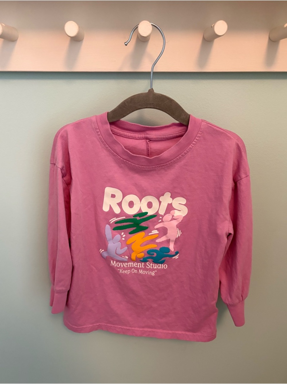 Roots Pink Graphic Long-Sleeve Kids Tee